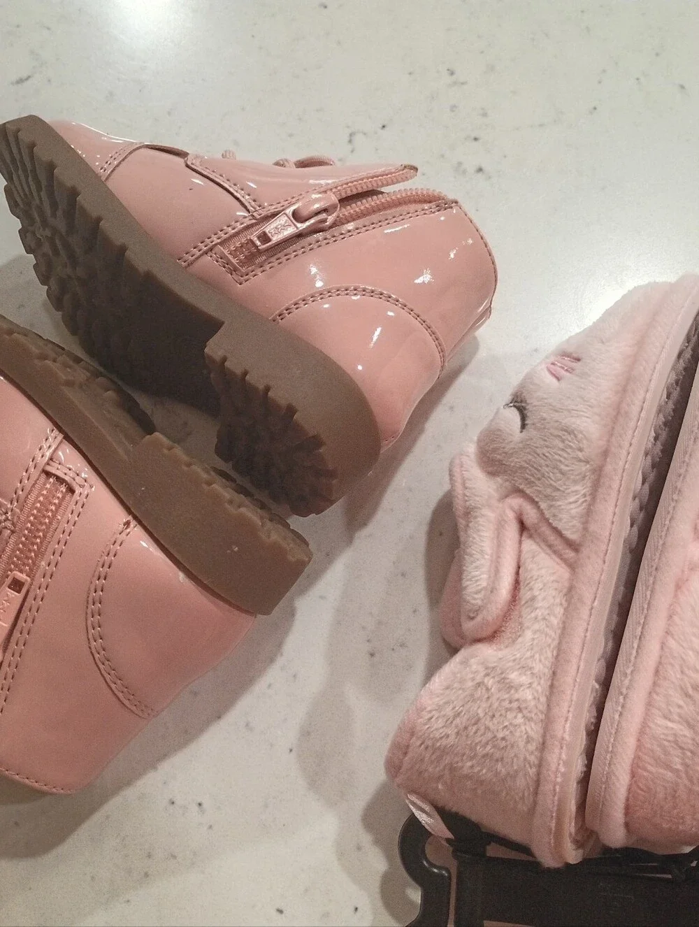 Kids Pink Animal Face Boots and Slippers Set